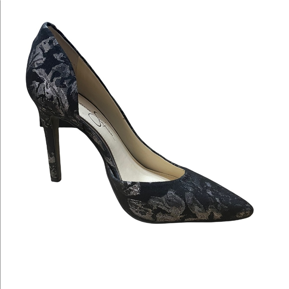 Silver Metallic and Black High Heels for Evening or Formal wear.  Size 8.5M